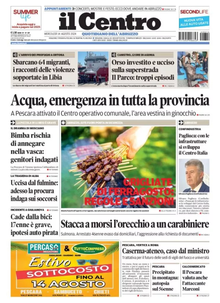 Prima-pagina-il centro-oggi-edizione-del-2024-08-14